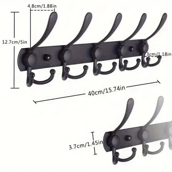 1x Coat Rack Wall Mounted 5 Hooks Heavy Duty Coat Hook Hanger Stainless Steel - Image 2