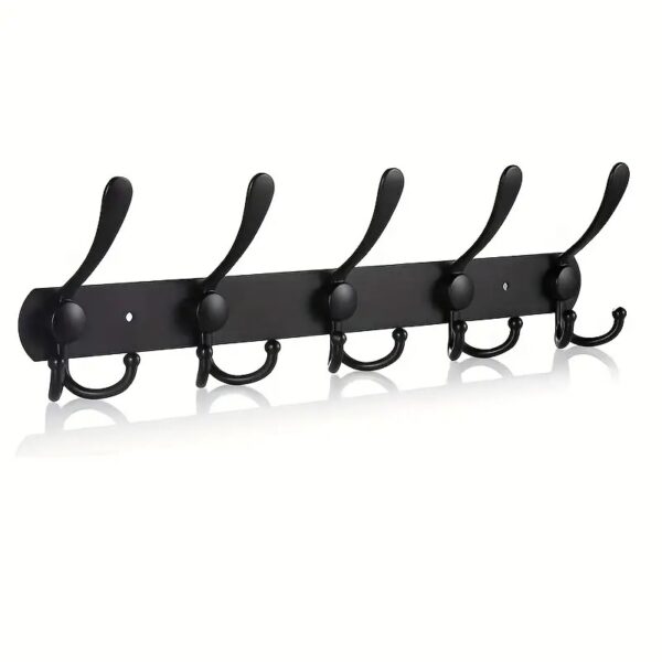 1x Coat Rack Wall Mounted 5 Hooks Heavy Duty Coat Hook Hanger Stainless Steel