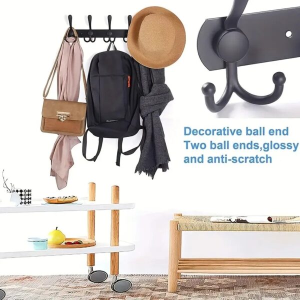 1x Coat Rack Wall Mounted 5 Hooks Heavy Duty Coat Hook Hanger Stainless Steel - Image 6