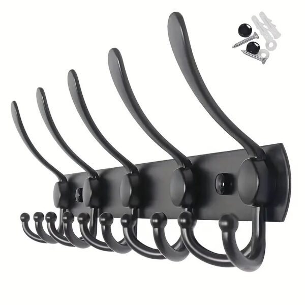 1x Coat Rack Wall Mounted 5 Hooks Heavy Duty Coat Hook Hanger Stainless Steel - Image 7