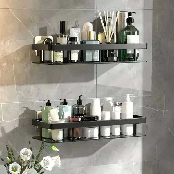 Wall-Mounted Shower Caddy, Large Capacity, No-Drill Installation, Floating Shelf for Bathroom and Kitchen - Image 3