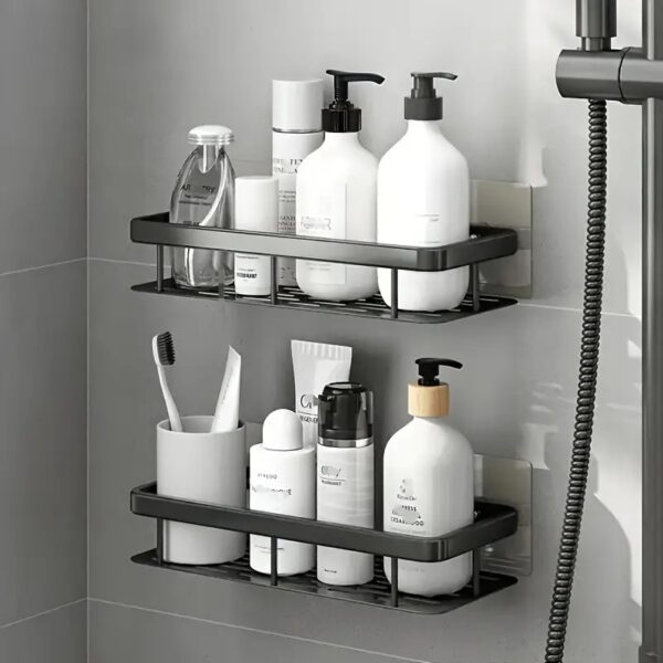 Wall-Mounted Shower Caddy, Large Capacity, No-Drill Installation, Floating Shelf for Bathroom and Kitchen - Image 4