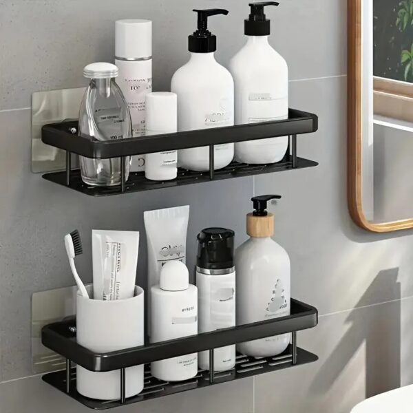 Wall-Mounted Shower Caddy, Large Capacity, No-Drill Installation, Floating Shelf for Bathroom and Kitchen - Image 5