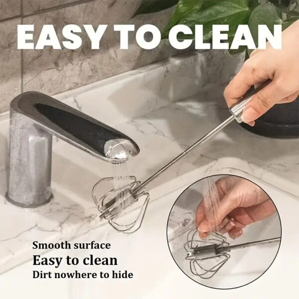 1pc, Stainless Steel Hand Push Whisk, Semi-Automatic Egg Beater, Egg Blender, Kitchen Gadget for Blending - Image 2