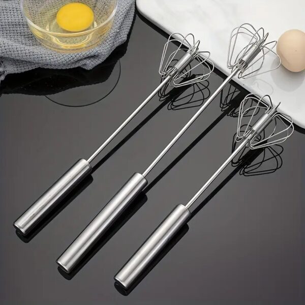 1pc, Stainless Steel Hand Push Whisk, Semi-Automatic Egg Beater, Egg Blender, Kitchen Gadget for Blending - Image 8