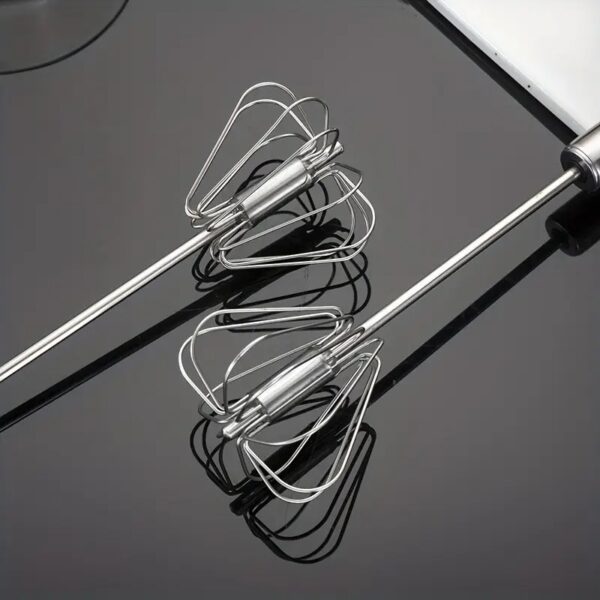 1pc, Stainless Steel Hand Push Whisk, Semi-Automatic Egg Beater, Egg Blender, Kitchen Gadget for Blending - Image 9