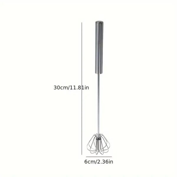 1pc, Stainless Steel Hand Push Whisk, Semi-Automatic Egg Beater, Egg Blender, Kitchen Gadget for Blending - Image 10