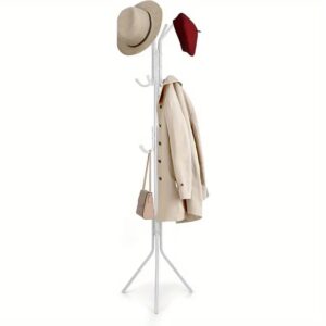 Freestanding Pink Metal Coat Rack with 12 Hooks – 3-Tier Clothes and Accessory Organizer