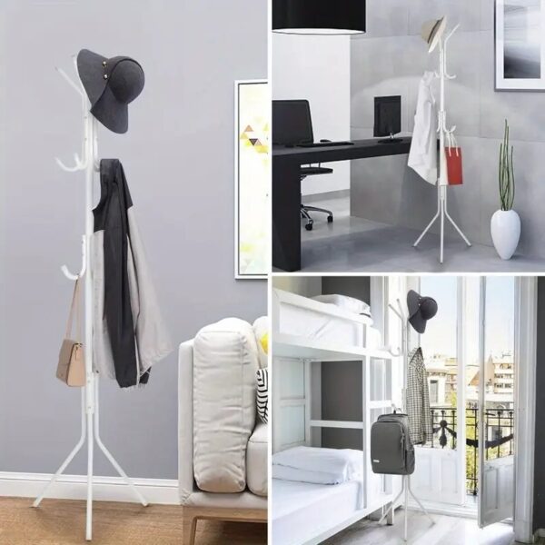 Freestanding Pink Metal Coat Rack with 12 Hooks – 3-Tier Clothes and Accessory Organizer - Image 7