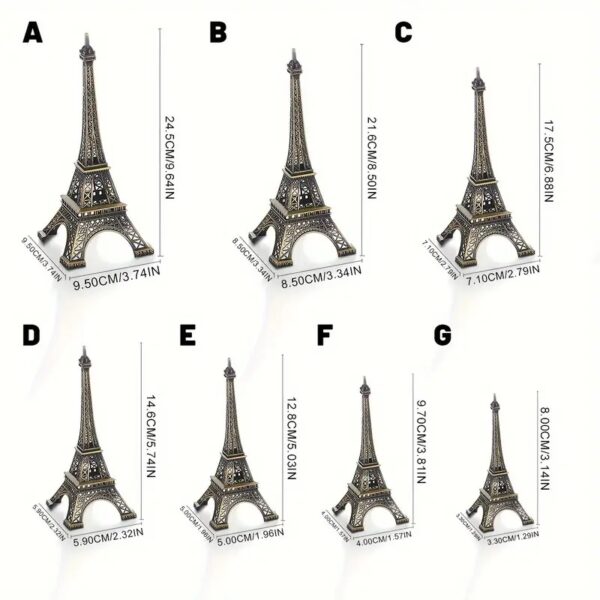 1pc Antique Bronze Paris Eiffel Tower Model, Modern Cast Iron Metal Craft - Image 2