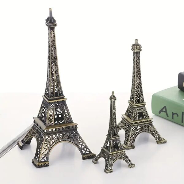 1pc Antique Bronze Paris Eiffel Tower Model, Modern Cast Iron Metal Craft - Image 4