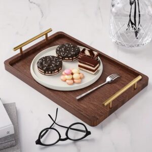 1pc Brown Bamboo Tray with Handle - S/M/L, Decorative Kitchen Counter & Dining Table Tray